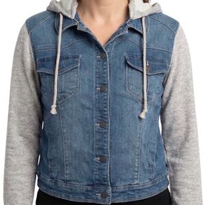 Tinseltown Blue Denim Jacket with Gray Sleeves